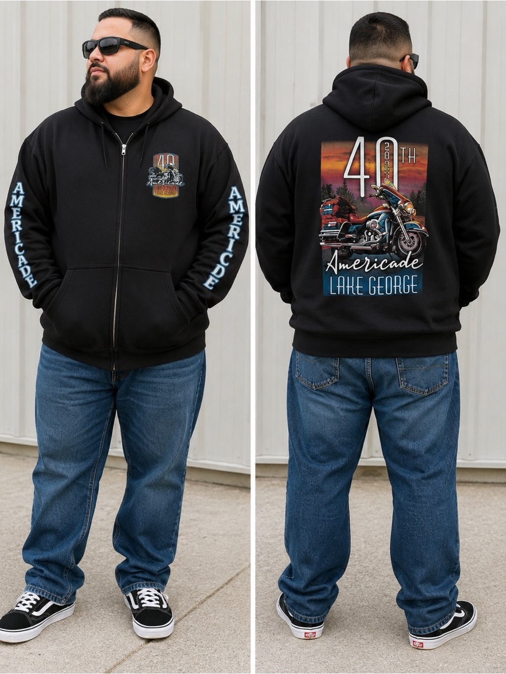 Hot Leathers Americade 40th Anniversary Zip Hoodie Men’s 3XL Black Biker